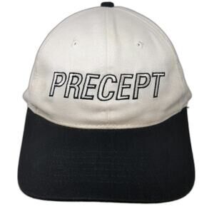 Precept Baseball Cap White OSFM Black Brim Embroidered Golf Slideback Hat Logo